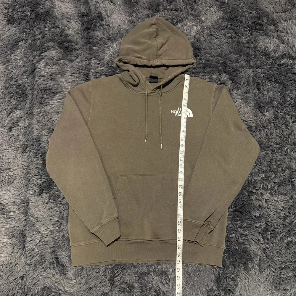 The North Face Mens Box Logo Hoodie Olive Green Never Stop Exploring Large